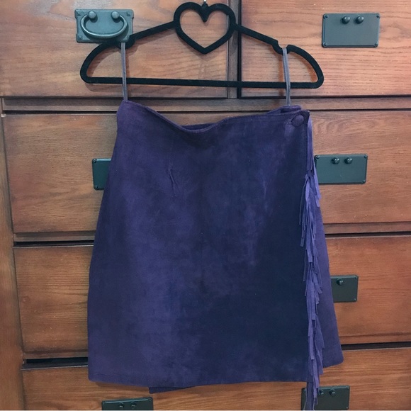 Womens Size 8/12 Daniel Hechter, Purple Fringe Wrap Around Skirt - Picture 5 of 9